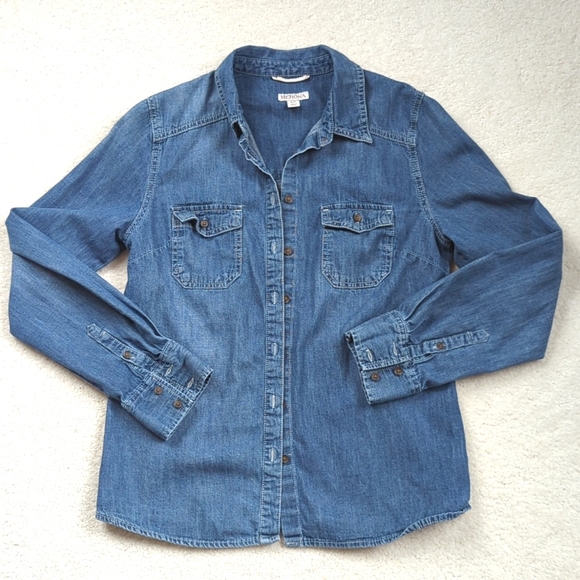 Merona Tops Merona Denim Blue Button Down Shirt Size S Poshmark